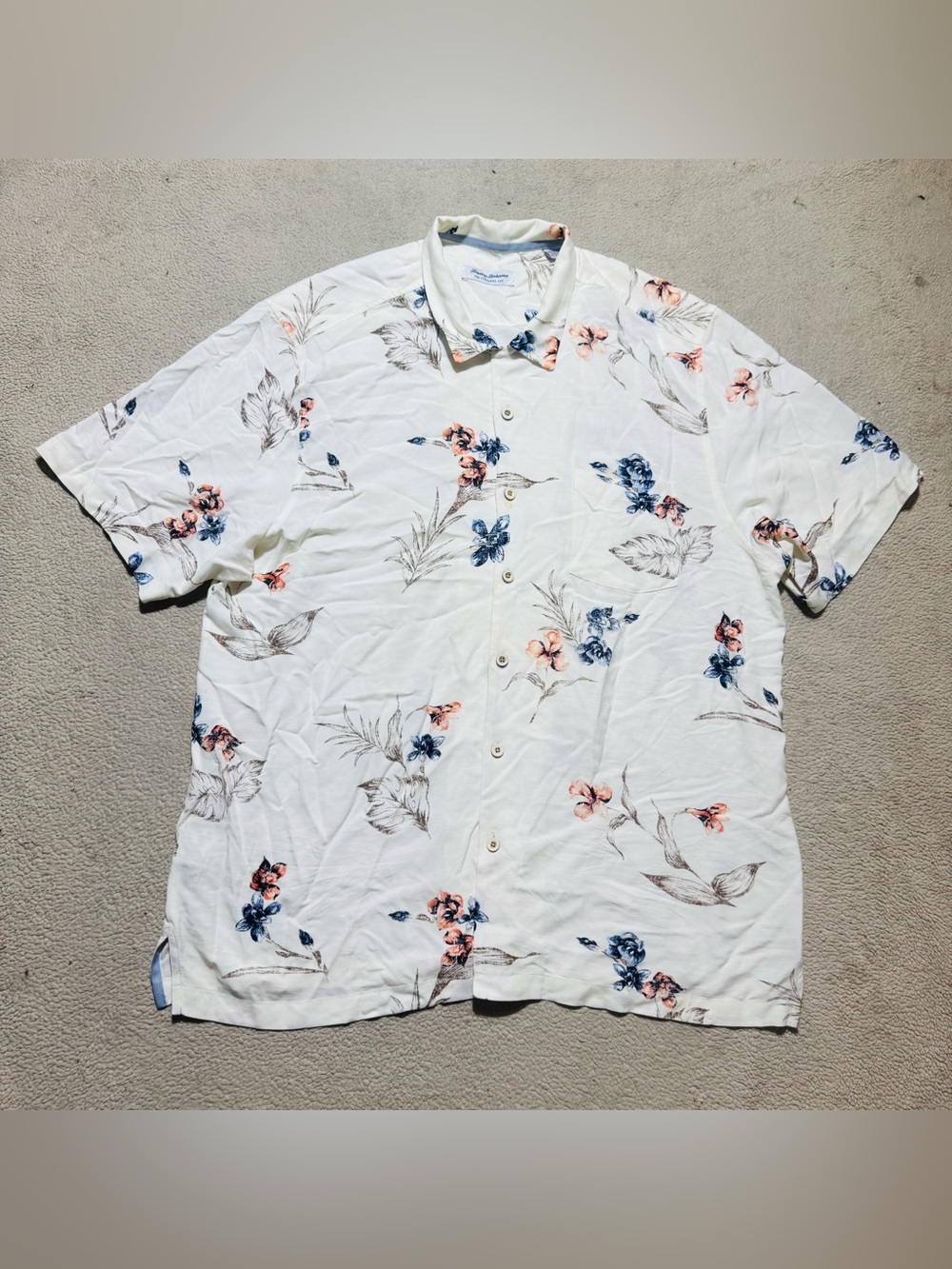 Tommy Bahama Shirt Mens 2XL The Veracruz Cay Button Up Floral Short Sleeve Tee